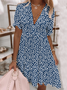Casual Floral V Neck Dress
