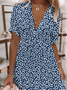Casual Floral V Neck Dress