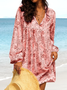 Plus Size Bohemian long-sleeved dress