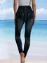 Women's Tights Pants Trousers Faux Denim Blue Black High Waist Fashion Casual Weekend Stretchy Full Length Tummy Control Plain Tight Leggings