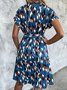 Stand Collar Geometric Casual Dress
