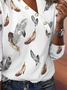 Loose Feather Pattern Printed Casual Shirt