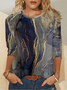 Women's Art Print Crew Neck Abstract Regular Fit Casual Shirt