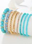 Ethnic Turquoise Crystal Beaded Layered Bracelet Boho Jewelry