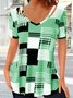 Casual Geometric Printed Loose V Neck T-Shirt