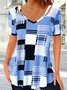 Casual Geometric Printed Loose V Neck T-Shirt