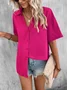Casual Loose Shirt Collar Plain Blouse