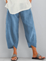 Women Solid Casual Linen Cotton Pants