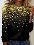 Women's Giltter Bling Print Daily Crew Neck Christmas H-Line Casual Long Sleeve Shirt