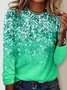 Women's Giltter Bling Print Daily Crew Neck Christmas H-Line Casual Long Sleeve Shirt