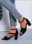 Beads Decor Chunky Heel Ankle Strap Sandals