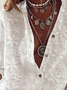 Women's Lace Stitching Cotton Linen Long Sleeve Shirt