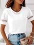 Casual Short Sleeve Crew Neck Lace Shirt