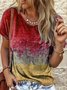 Abstract Printed Loose Jersey Casual T-Shirt