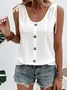 Casual Loose Plain Crew Neck Tank Top