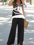 Crew Neck Facial Pattern Casual Two-Piece Set