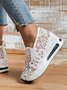 Floral Embroidered Mesh Paneled Slip-On Wedge Sneakers