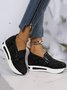 Floral Embroidered Mesh Paneled Slip-On Wedge Sneakers