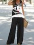 Crew Neck Facial Pattern Casual Two-Piece Set