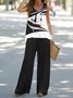 Crew Neck Facial Pattern Casual Two-Piece Set