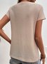 Plain Short Sleeve Tassel Lace Crew Neck Casual Shirt
