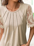 Plain Casual Patchwork lace Shirt