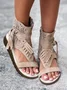 Hollow out Fringe Decor Apricot West Style Sandals Boots