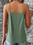 V Neck Casual Plain Lace Tank Top