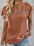 Crew Neck Casual  Lace Shirt