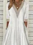Lace Cotton And Linen Casual Plain Dress