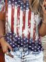 America Flag Casual Crew Neck Independence Day T-Shirt