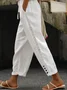 Plain Lace Edge Buckle Casual Pants