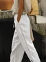 Plain Lace Edge Buckle Casual Pants