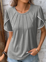 Crew Neck Casual Plain Shirt