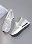 Breathable Floral Embroidery Slip-on Muffin Sneakers