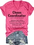 Women's Funny Chaos Coordinator Casual T-Shirt