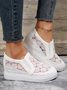 Flower Embroidery Lace Detail Hidden Heeled Shoes
