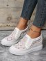 Flower Embroidery Lace Detail Hidden Heeled Shoes
