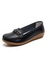 O-Ring Metal Decor Comfort Sole Split Leather Casual Loafers