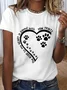 Women's Dog Lovers The Road To My Heart Is Paved With Paw Prints Loose Cotton T-Shirt