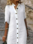 Plain Cotton Casual Dress