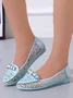 Elegant Applique Bowknot Decor Lace Split Joint Flat Shoes