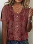 Loose Casual V Neck  Printed Shirt