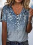 Loose Floral V Neck Casual Shirt