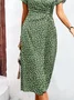 Floral V Neck Buttoned Casual Dress