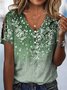 Loose Floral V Neck Casual Shirt