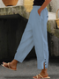 Loose Buttoned Cotton And Linen Linen Pants