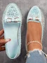 Elegant Applique Bowknot Decor Lace Split Joint Flat Shoes