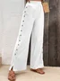 Cotton Casual Plain Buckle Pants