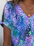 Casual Floral V Neck Loose T-Shirt